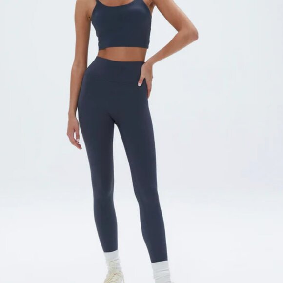 Adanola Ultimate Gym Legging and Short Sleeve Top Set Midnight Blue Size Small - Picture 2 of 5